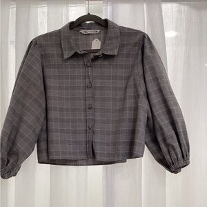 Zara Black and White Checkered Jacket